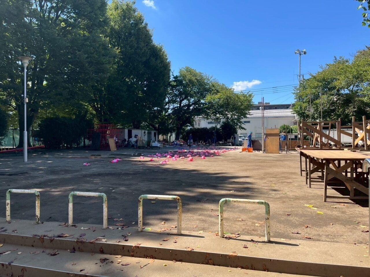 朝霞市東弁財の弁財公園（秋祭り準備中）