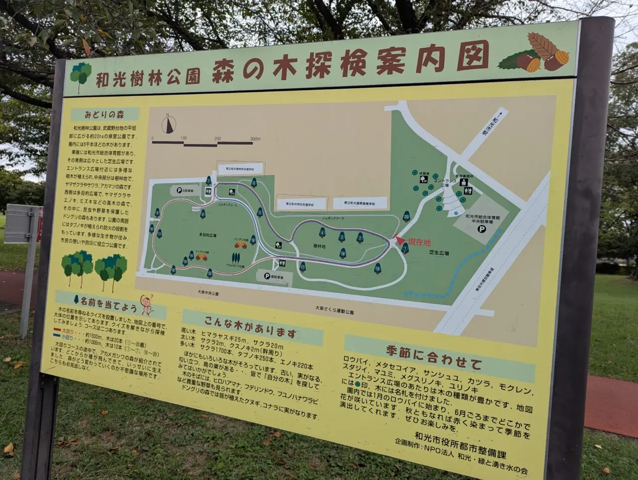 和光市広沢にある埼玉県営和光樹林公園内の看板