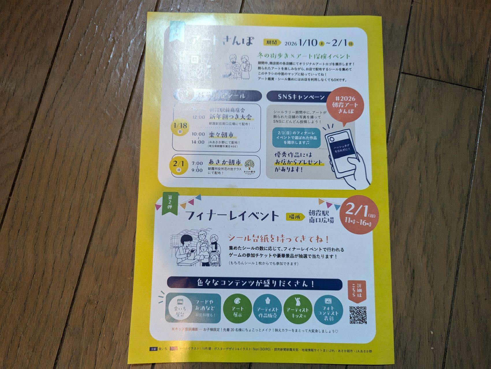 いち主催のイベントアートでつながる朝霞の街あるき探検のシール台紙