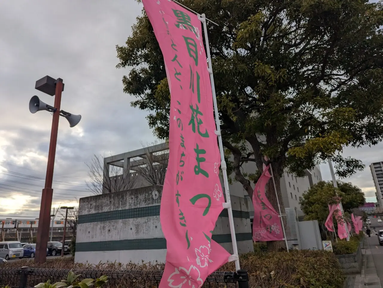 朝霞市を流れる黒目川で行われる黒目川花まつりののぼり